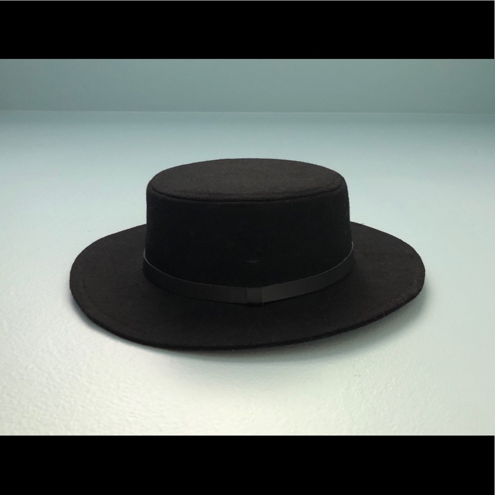 Urban Outfitters Black Felt Boater Hat